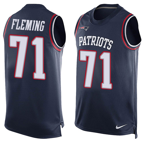 Men's Limited Cameron Fleming Nike Jersey Navy Blue - #71 Player Name & Number Tank Top NFL New England Patriots